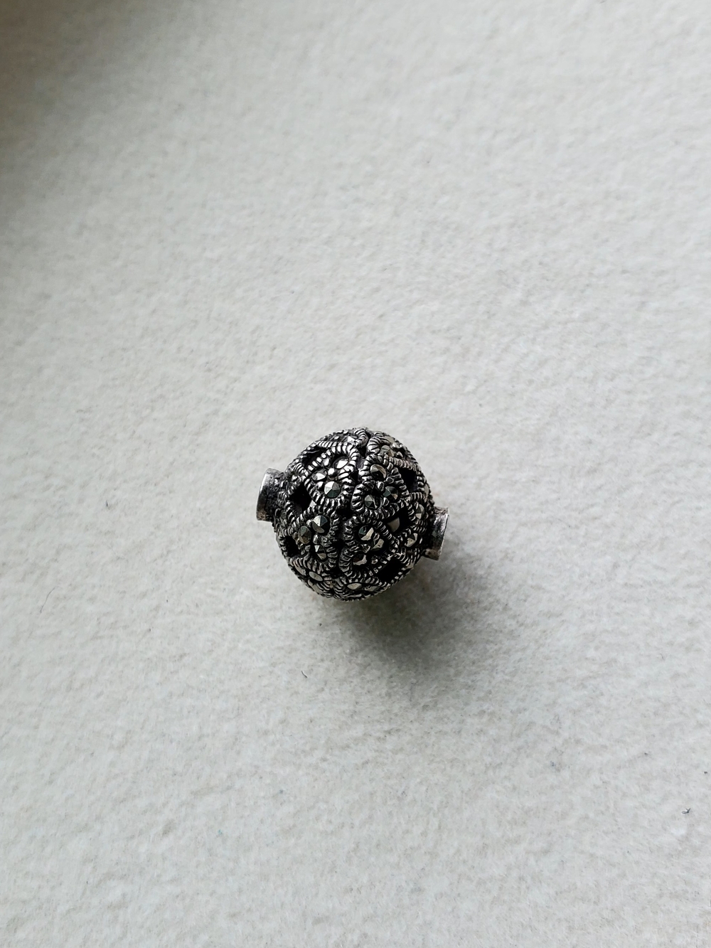 Sterling Silver Marcasite Filigree Bead | Artisan Spacer Bead